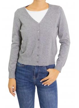 Cardigan con bottoni tinta unita con scollo a V